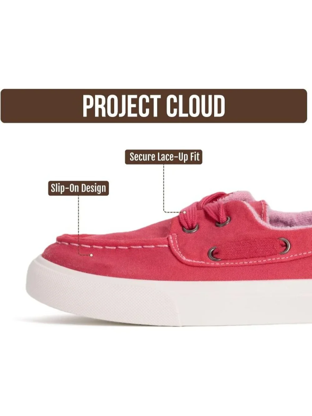 Womens Red Canvas Project Cloud Canvas Sneakers Memory Foam Slip On Loafers